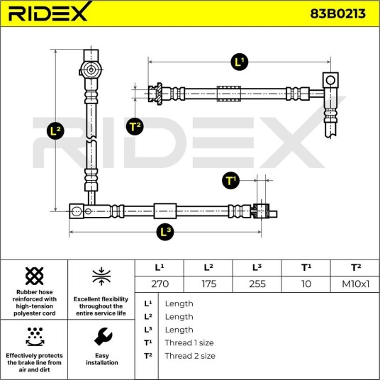 RIDEX 83B0213 Bremseslange