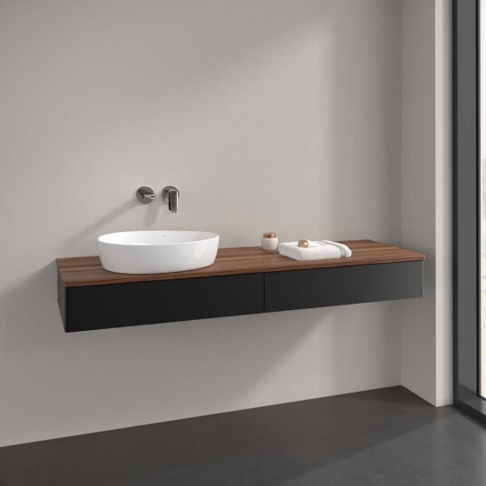 Villeroy & Boch Antao Servantskap med 2 skuffer 160x50x19 cm m/lys Sort Matt/Valnøtt Villeroy & Boch Antao Servantskap med 2 skuffer 160x50x19 cm m/lys Sort Matt/Valnøtt