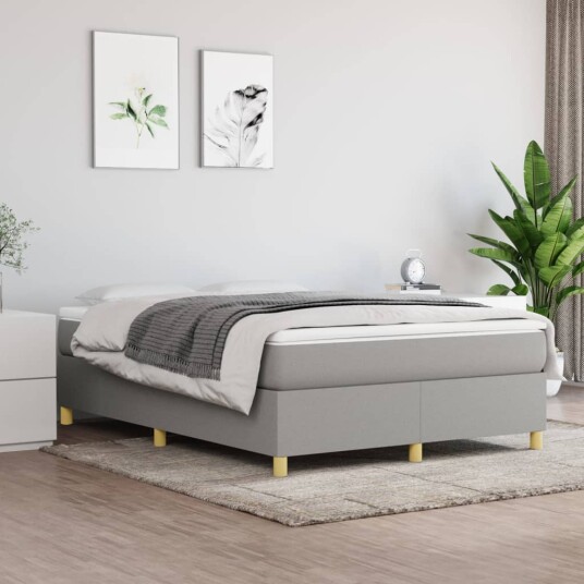  Boxspring sengeramme lysegrå 135x190 cm Double stoff