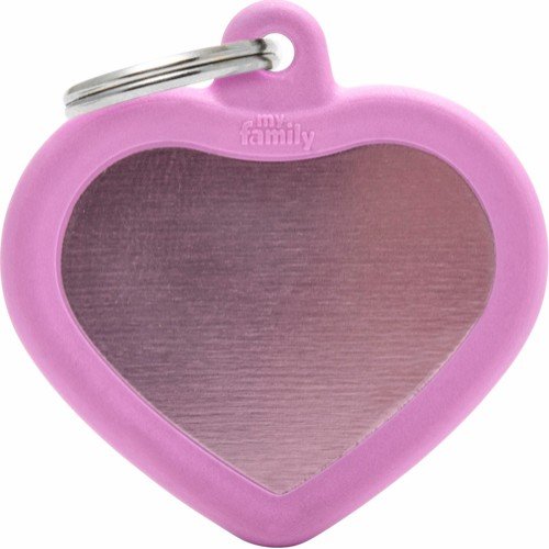 Myfamily Hushtag Hjerte Id Tag-Aluminium Med Plast Kant Rosa