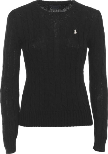 Polo Ralph Lauren Cable-Knit Cotton Crewneck Sweater - Black - L