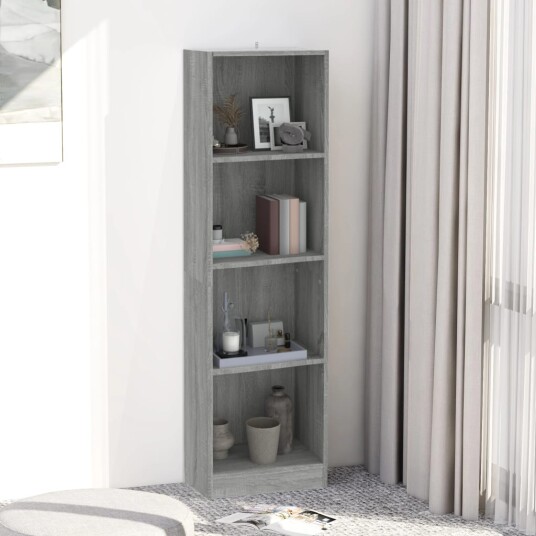 vidaXL Bokhylle 4 etasjer gr? sonoma 40x24x143 cm konstruert tre