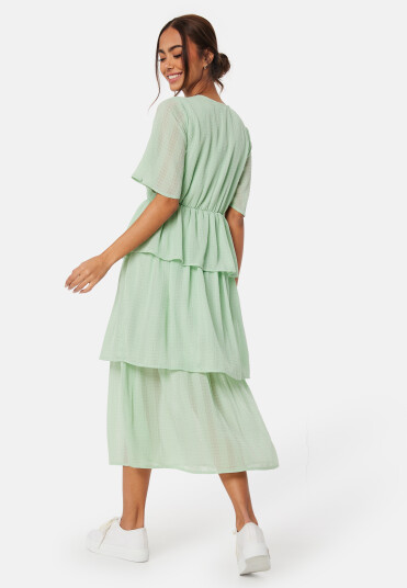 Happy Holly Butterfly Sleeve Flounce Dress Dusty green 40/42