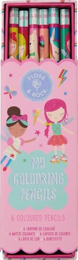 Floss & Rock Colouring Pencils 6 Pack - Rainbow Fairy - RAINBOW - 18X5X1
