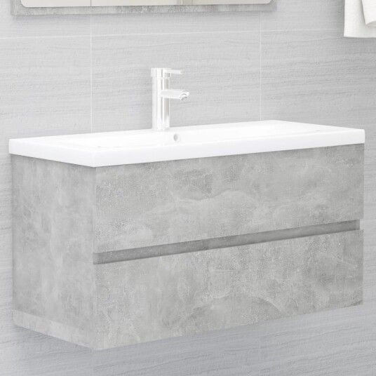 vidaXL Servantskap betonggrå 90x38,5x45 cm sponplate