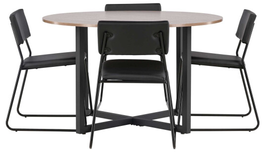 Venture Design Durango & Kenth spisegruppe Svart/valnøtt 4 stoler & bord 120 cm