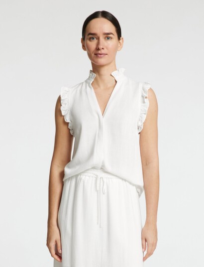 Selected Slwviva Sl Sun Ruffle Top Noos White 36