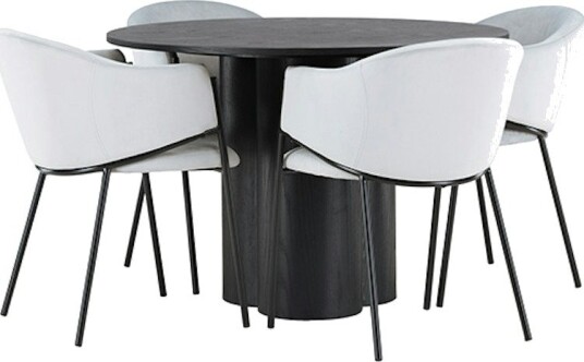 Spisegruppe Venture Home Olivia Ø110 cm med 4 stk Evelina Stoler