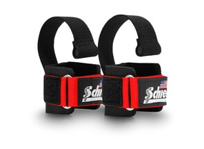 Power Lifting Straps with Dowel, red