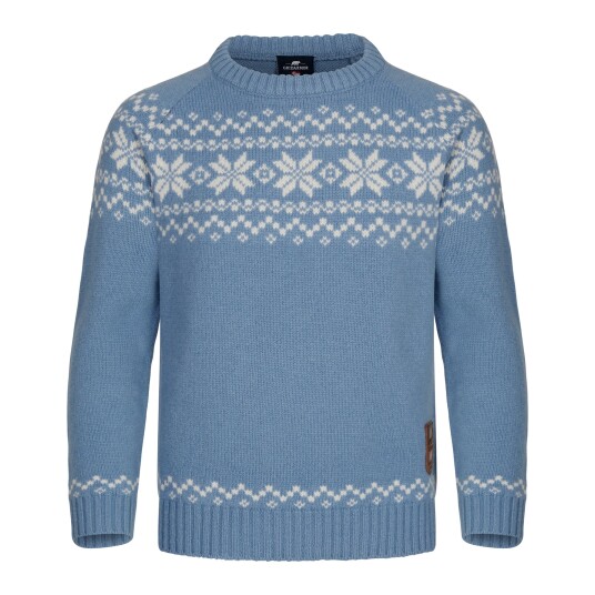 Gridarmor Kids' Snøkrystall Round Neck Ullgenser Light Blue/White, Lt. Blue/White, 122/128