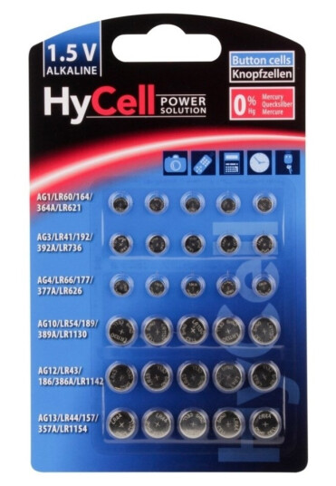 Hycell 5015473 Engangsbatteri Lr60 Lr66 Lr41 Lr43 Lr44 Lr54 Alkalinsk 1,5 V 30 Stykker Solv Hycell 5015473 Engangsbatteri Lr60 Lr66 Lr41 Lr43 Lr44 Lr54 Alkalinsk 1,5 V 30 Stykker Solv