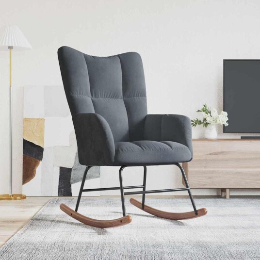 vidaXL Gyngestol Mørkegrå 78 x 61 x 98 cm Fløyel vidaXL Gyngestol Mørkegrå 78 x 61 x 98 cm Fløyel