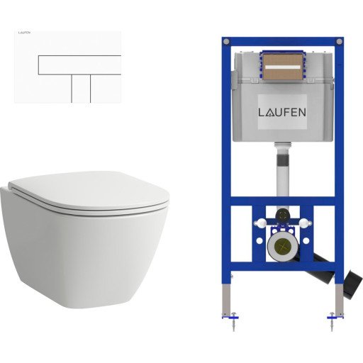 Laufen Lua Vegghengt Toalettpakke, Uten Skyllekant, Hvit/hvit