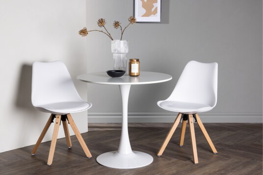 Spisegruppe Hamden 80 cm Rund med 2 Zeno Stoler Natur