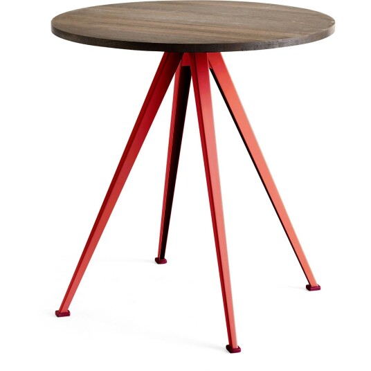 Hay Pyramid 21 Bistrobord Ø70 cm Tomato Red / Mørkoljet Eik