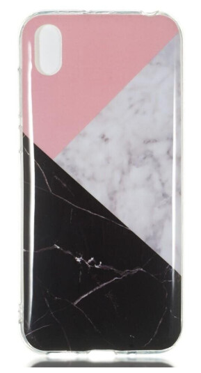 INCOVER Huawei Y5 (2019) Fleksibel Plastik Deksel - Svart / Hvit Marmor