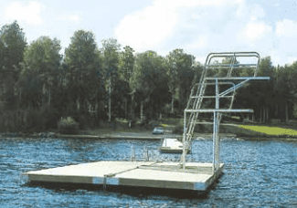 Badeplattform med stupetårn 3 uthopp 1 2 og 3 meter liten