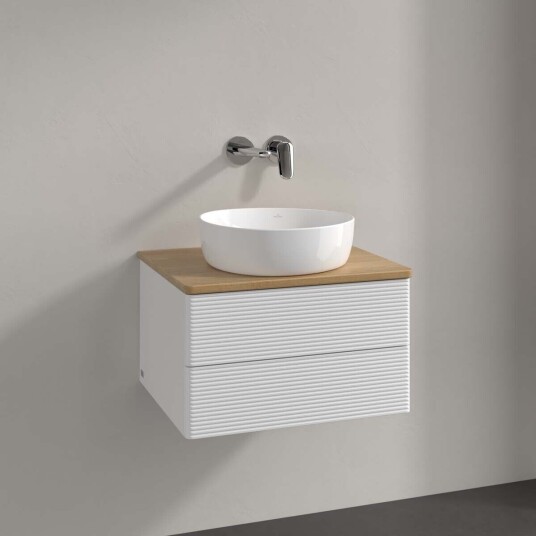 Villeroy & Boch Antao Servantskap med 2 skuffer 60x50x36 cm m/lys Hvit Blank/Eik Villeroy & Boch Antao Servantskap med 2 skuffer 60x50x36 cm m/lys Hvit Blank/Eik