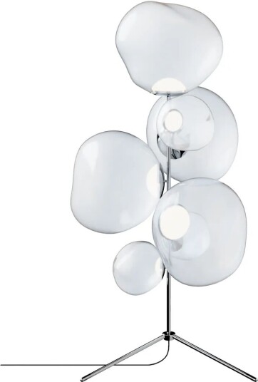 Tom Dixon Melt Floor Chandelier LED Gulvlampe Opal/Silver