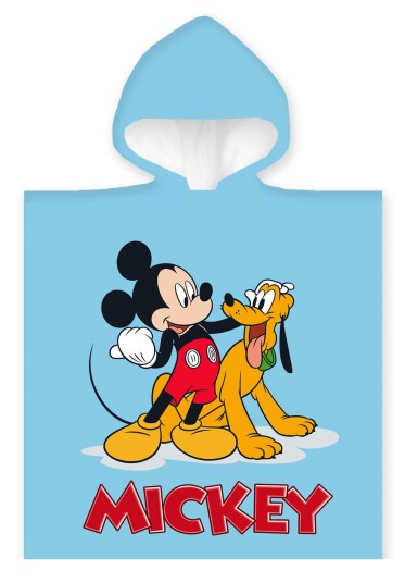 Licens Badeponcho - håndklær til barn - 50x100 cm - Mikke Mus og Pluto - 100% bomull