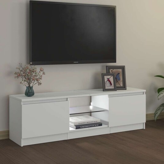 vidaXL TV-benk med LED-lys hvit 120x30x35,5 cm