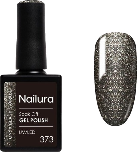 Nailura Gelpolish 373 – Onyx Black Sparkle – 10 ml