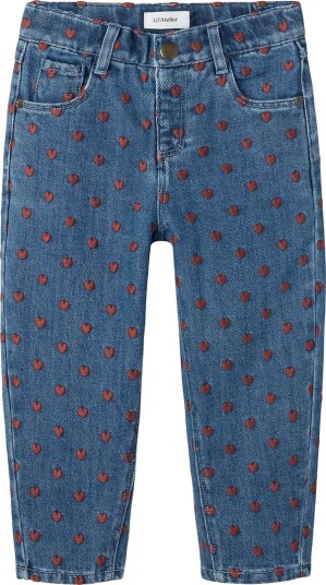 Lil" Atelier Jeans Loose NmfLiva Dark Blue Denim/Hearts Lil Atelier 2 år (92) Jeans Blå Bordeaux Brun