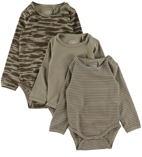 Sofie Schnoor Body L/æ 3 pack Dusty Green 62 Langermet Body Grønn