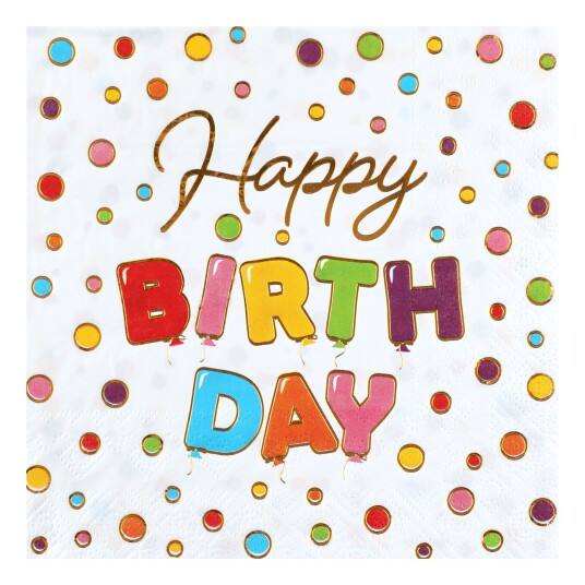Santex Servietter Happy Birthday - 20-pakning