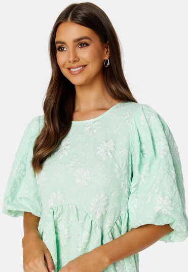 BUBBLEROOM Summer Luxe Puff Mini Dress Green 46