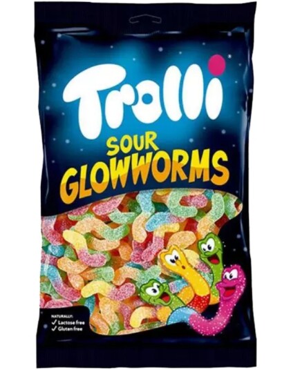 1 kg Trolli Sour Glowworms   Stor Forpakning