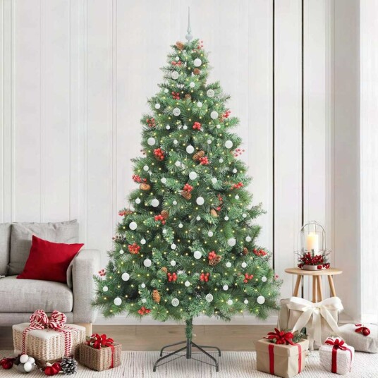  Kunstig juletre med LED  stripelys grønn 240 cm PVC og metall