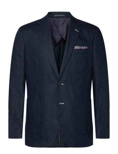 Lindbergh Black Half Lined Linen Blazer - Navy - 50