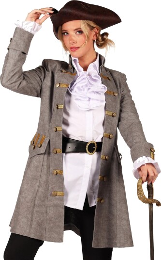 Piratjakke Grå Dame Deluxe - Small