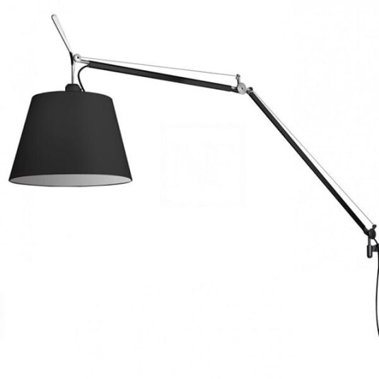 Artemide Tolomeo Mega Vegglampe Svart/Svart Skygge 36cm med Dimmer