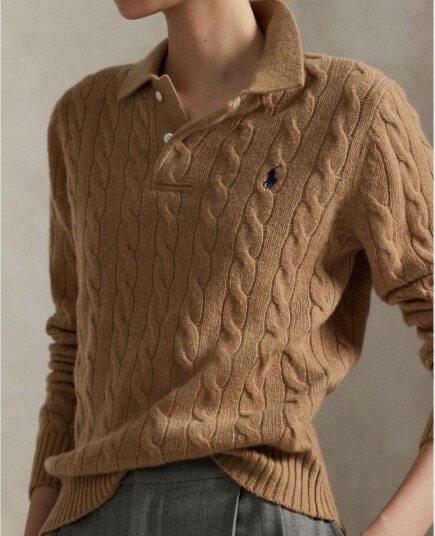 Polo By Ralph Lauren SWEATER PULLOVER I ULL KASJMIR BEIGE KHAKI Brun L