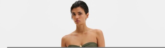 Malina Milea Gold Embellished Bandeau Swimsuit Khaki green S Malina Milea Gold Embellished Bandeau Swimsuit Khaki green S