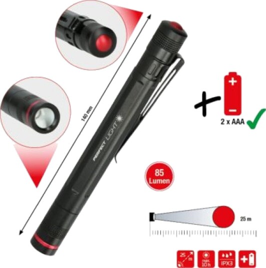Ks Tools 150.4370, Pen Lommelykt, Svart, Aluminium, Knapper, Ipx3, -10 - 45 °C Ks Tools 150.4370, Pen Lommelykt, Svart, Aluminium, Knapper, Ipx3, -10 - 45 °C