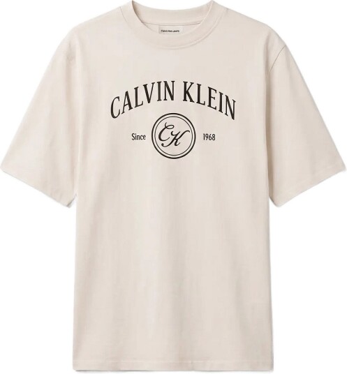 Calvin Klein Jeans Ss Relaxed Varsity Crest Logo Te Cream XL