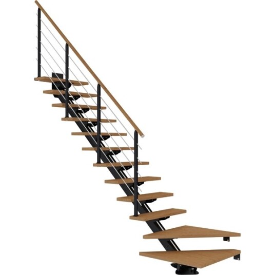 Dolle Sydney L trapp Svart 9005 design oljeret Eik 75 12 Loddret Høyde 240 292cm