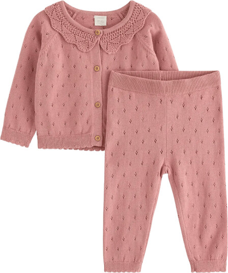 Lindex Set With Cardigan And Trousers Pink 86
