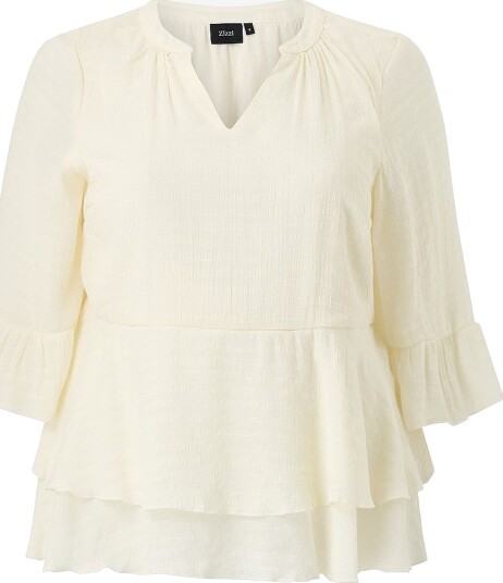 Zizzi Bluse Cazoey 3/4 Blouse Hvit