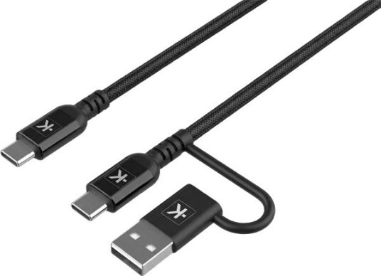 SKROSS Kabel 2in1 Pro Kabel 2in1 USB-C Til A Flettet Kabel 60 w 150 cm Svart