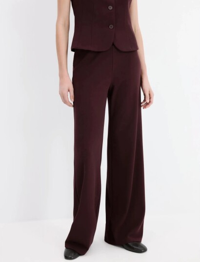 Mango Straight Low Rise Suit Trousers Burgundy M