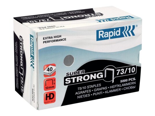 Rapid Super Strong Stifter 73/10 10 Mm Galvanisert Stål Forsinket Pakke Av 5000
