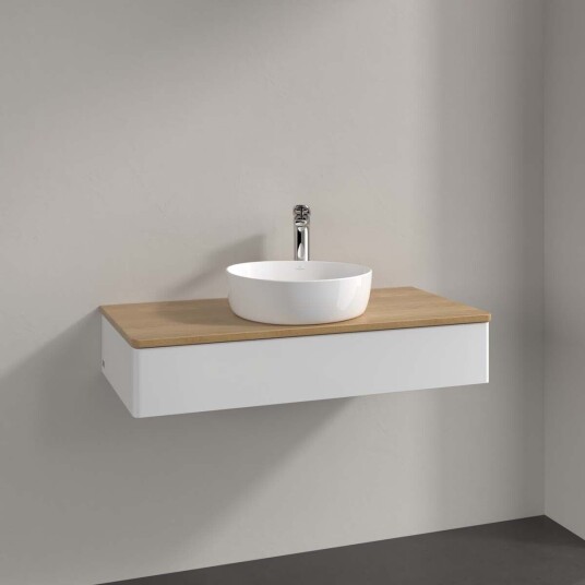 Villeroy & Boch Antao Servantskap med 1 skuff 100x50x19 cm m/lys Hvit Blank/Eik Villeroy & Boch Antao Servantskap med 1 skuff 100x50x19 cm m/lys Hvit Blank/Eik