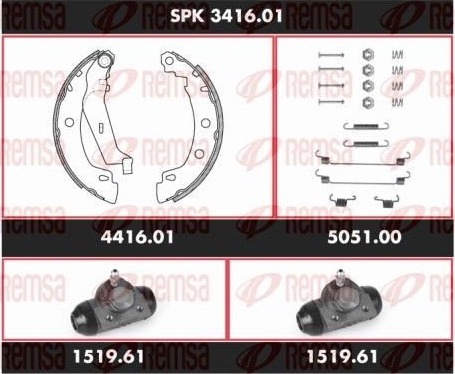Bremsesett trommebremse REMSA SPK 3416.01