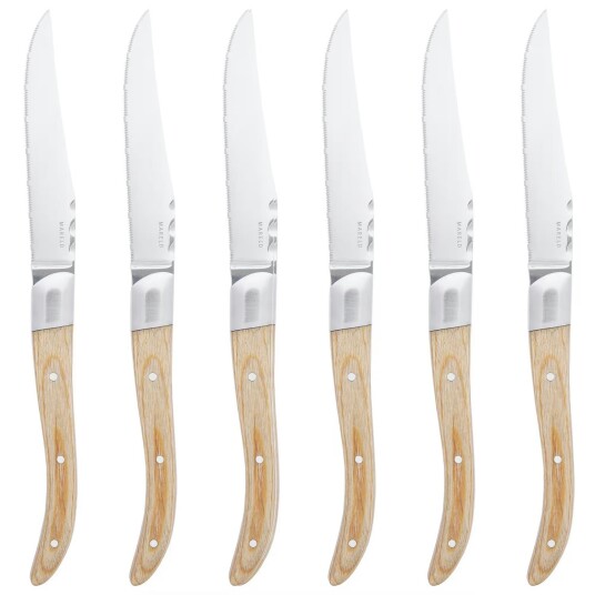Mareld Steak Knives 6 pack Light Wood Mareld Steak Knives 6 pack Light Wood