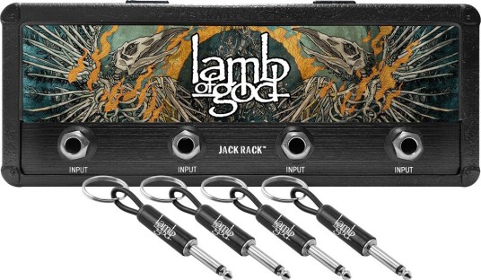 Lamb of God  Magnetic Jack Rack  Omens Logo with 4 Guitar Plug Keychains