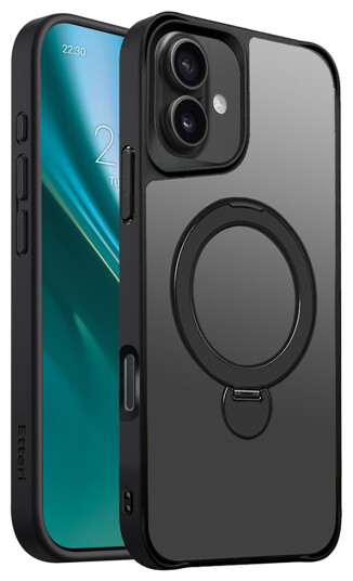 Etteri Matt MagRing Deksel for iPhone 16 Plus Svart Etteri Matt MagRing Deksel for iPhone 16 Plus Svart